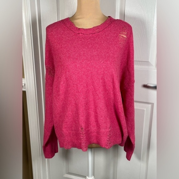 Nordstrom ~Frayed Denim Gwen Distressed Sweater NWT Medium - Picture 12 of 13